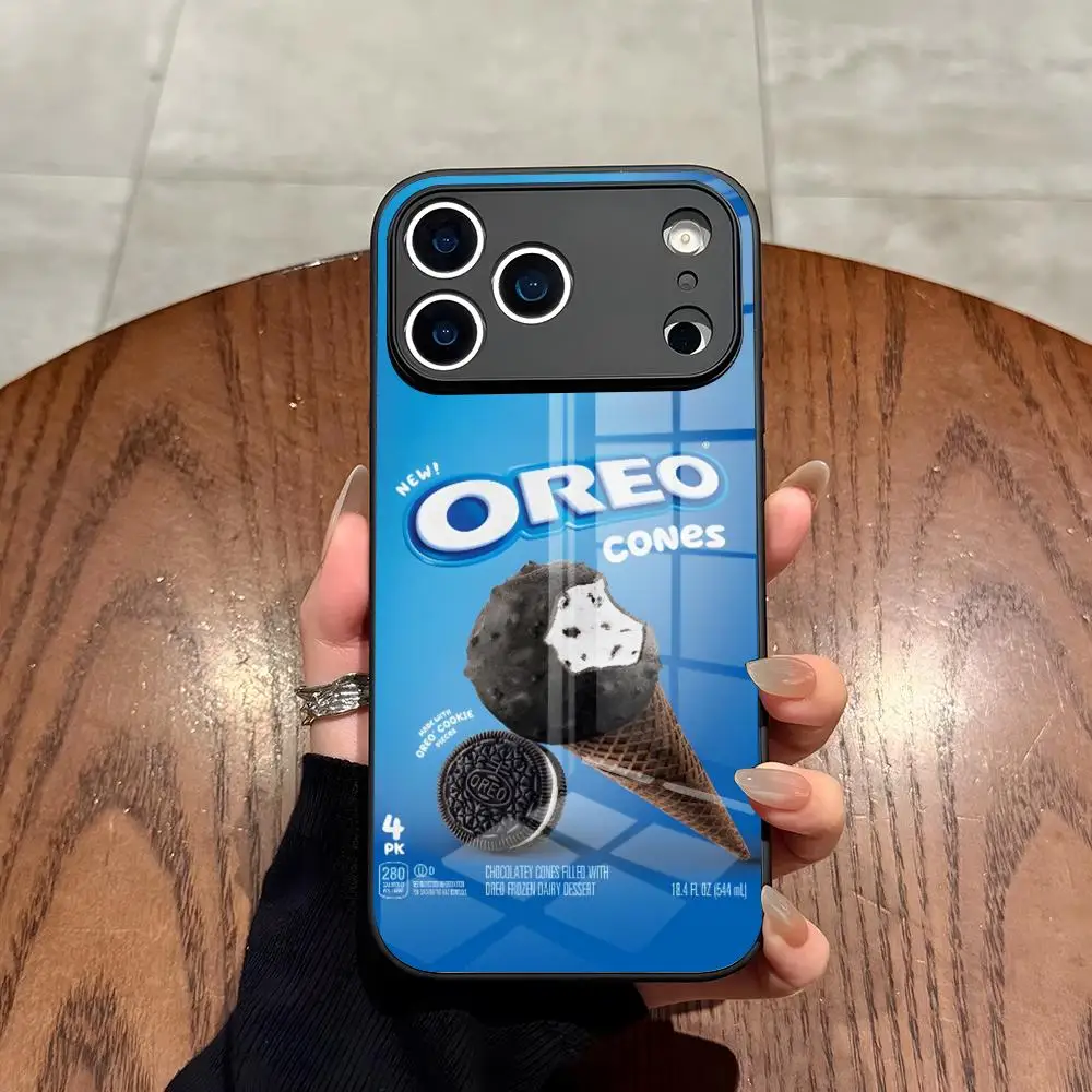 Чехол для телефона O-Oreo Milk Cookies для iPhone 17 Air 16 15 14 12 11 13 Pro Max Mini X Xr Xs Se Puls, стеклянный чехол (art.: 3920dadcae8b2) - 3920dadcae8b2