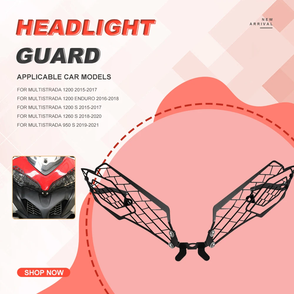 

For DUCATI MULTISTRADA 950 1260 S D AIR GRAND TOUR ENDURO 2018 2019 2020 Aluminium Headlight Grille Protective Cover Guard Parts