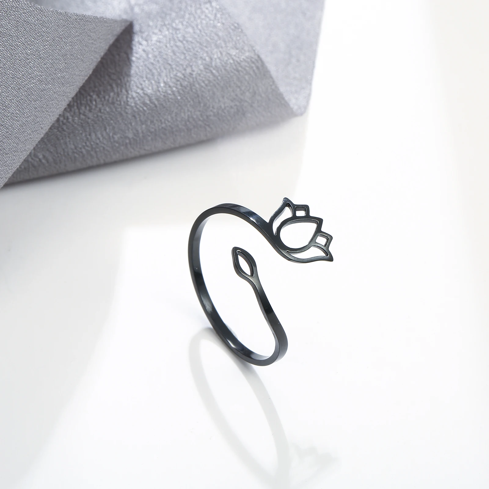 Женское Винтажное Открытое Кольцо Из Нержавеющей Стали В Форме Лотоса