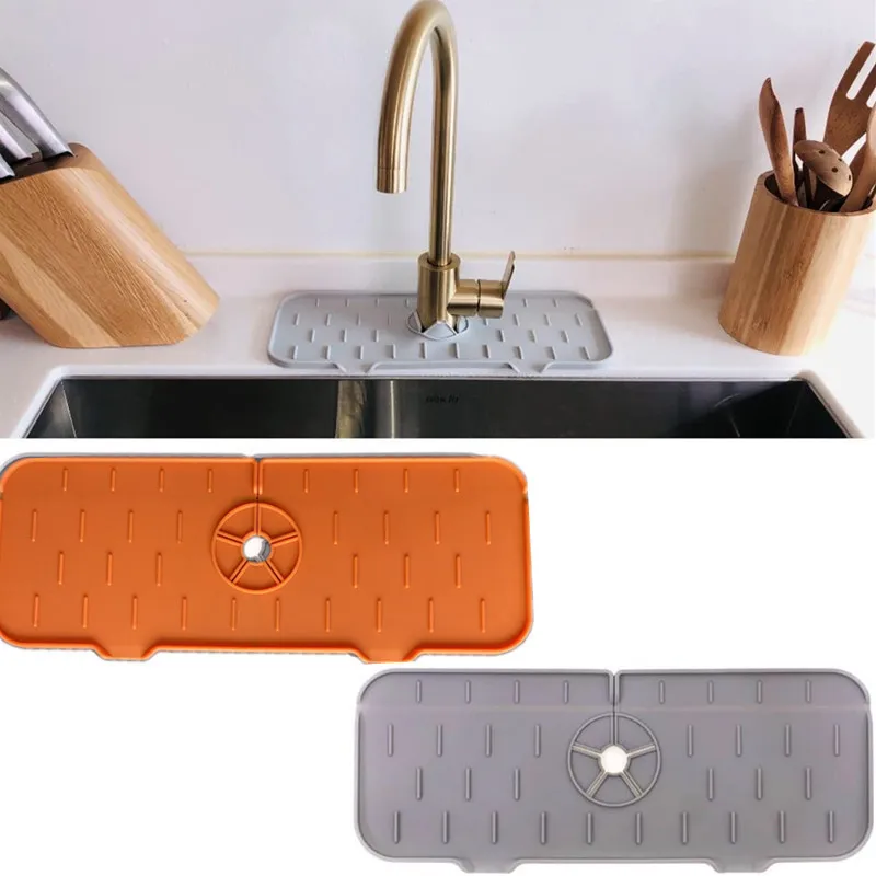 

Silicone Faucet Mat For Kitchen Sink Splash Guard Drain Pad Bathroom Faucet Splash Water Catcher Mat Sink Countertop Protector