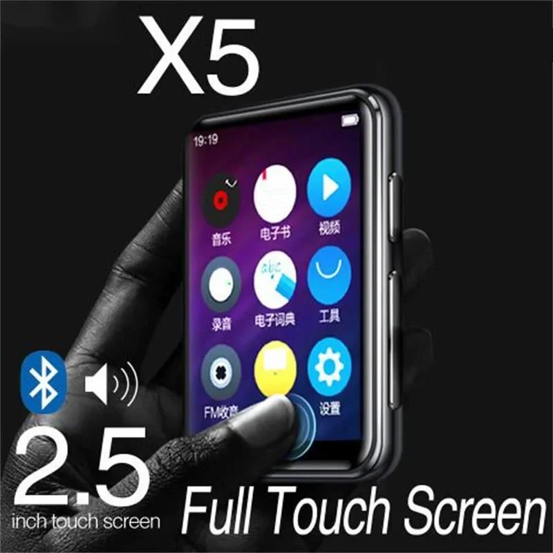 

New MP4 Player X5 Bluetooth 5.0 with Speaker 2.5inch Full Touch Screen 16GB HiFi Lossless Sound Music Player with FM Recorder