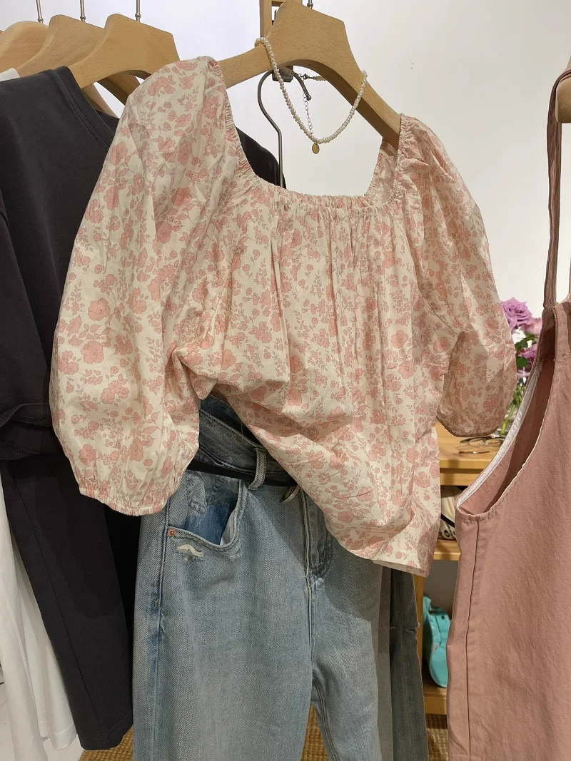 

Slash Neck Off-shoulder Puff Sleeve Blouses French Light Mature Style Sweet Gentle Shirts Vintage French Streetwear Chic Blusas