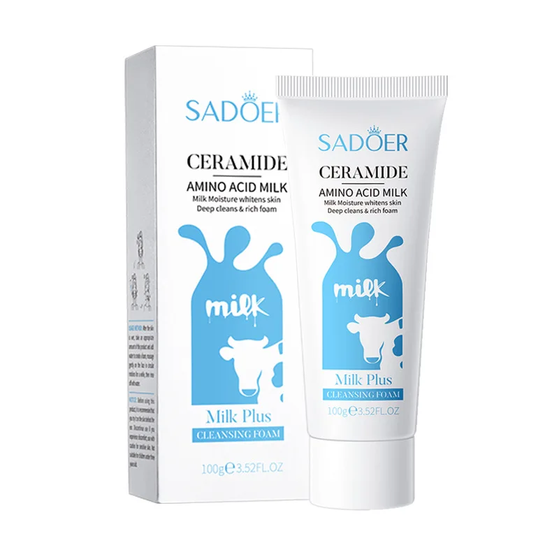 

SADOER Milk Facial Cleanser Nourishing Moisturizing Skin Whitening Face Wash Foam Face Cleanser Facial Skin Care for Beauty