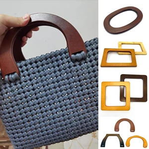 1 Pcs Wooden Bag Handle Decorative New Square Wood Strap Solid Color Hand Bag Replacement Accessorie in India