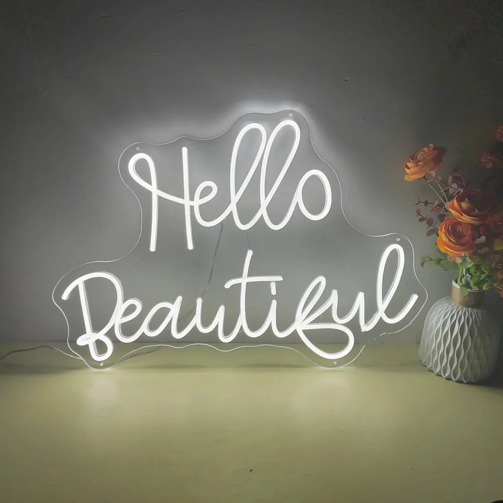Hello Beautiful Neon sign Custom Led neon light For Party Weddign Office Neon Sign Wall Decor Personalized gifts Wall Art Sign