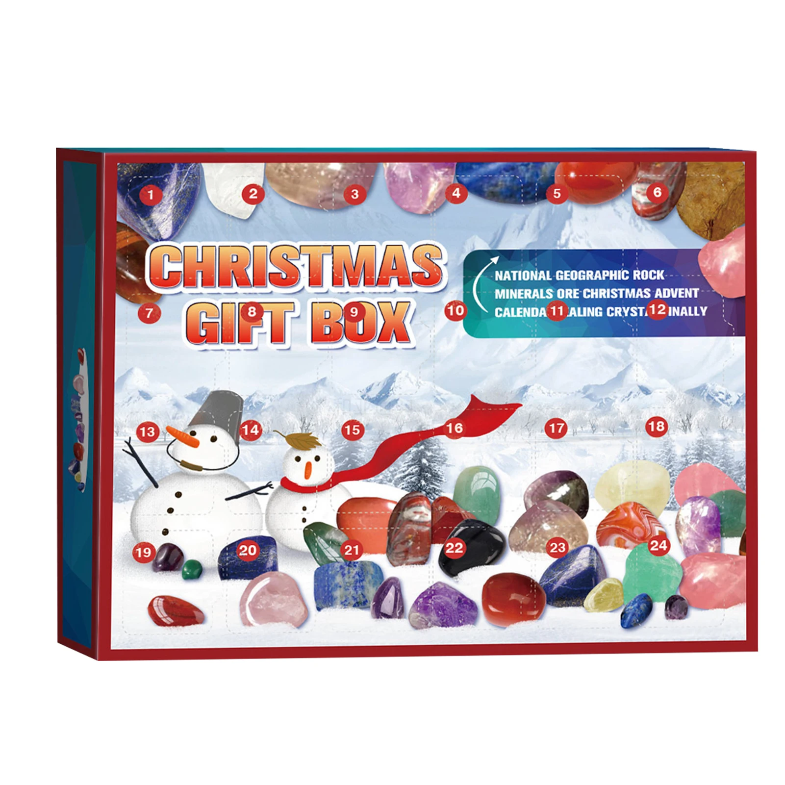 

2022 Рождественский обратный отсчет обучающая игрушка 24 дня для детей Коллекция мальчика девочки Сделай Сам Кристаллы из натурального камня ...