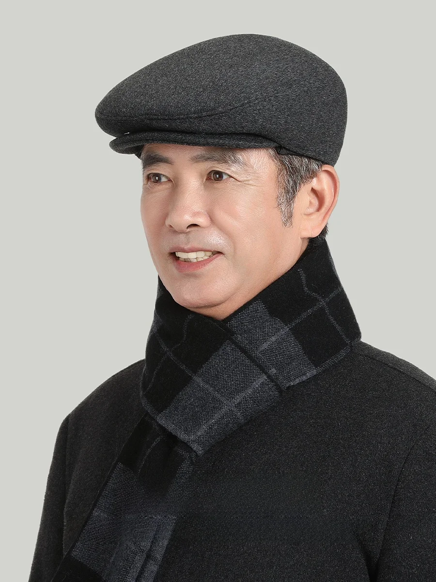 Hengyuanxiang Middle-Aged and Elderly Men's Hat Winter Advance Hats Fleece Earmuff for Dad Grandpa |
