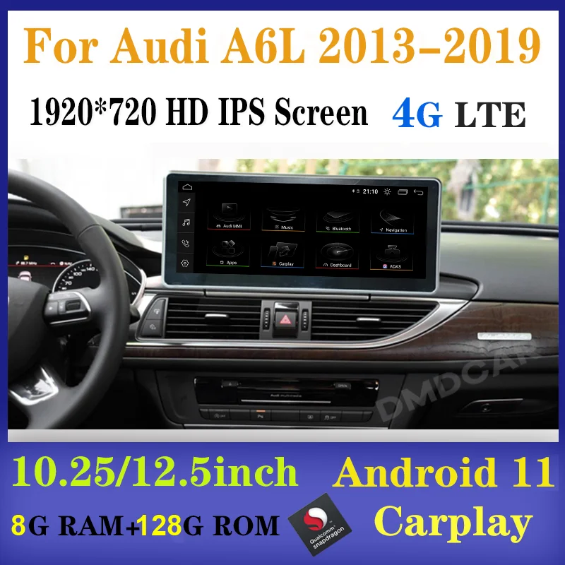 

12.5" Snapdragon Android 11 8+128G Car Multimedia Player GPS Navigation Radio for Audi A6 A6L A7 2013-2019 CarPlay Video Stereo