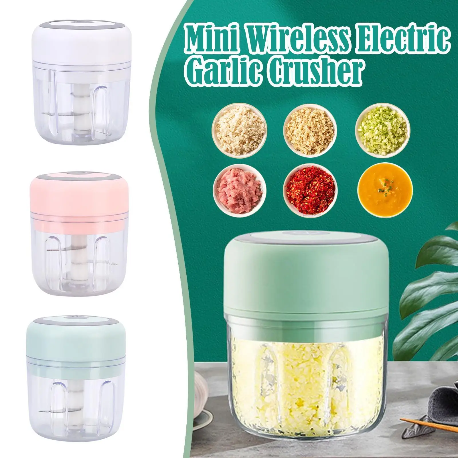 

Mini Electric Vegetable Chopper Garlic Masher Crusher 250ML USB Rechargeable Ginger Meat Grinder Food Processor Kitchen Gadget