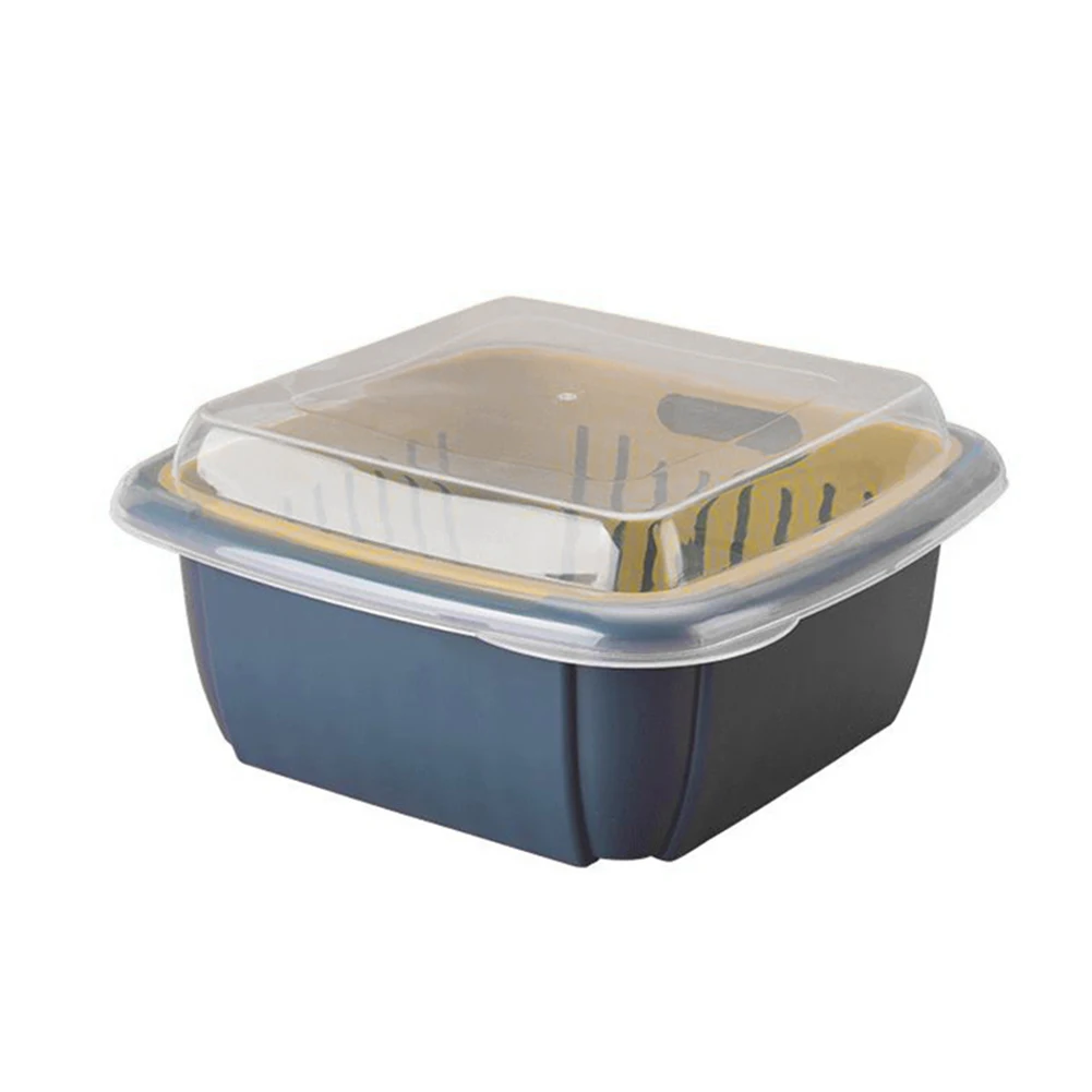 

Двухслойная Съемная сливная корзина для мытья овощей, кухонные аксессуары с крышкой