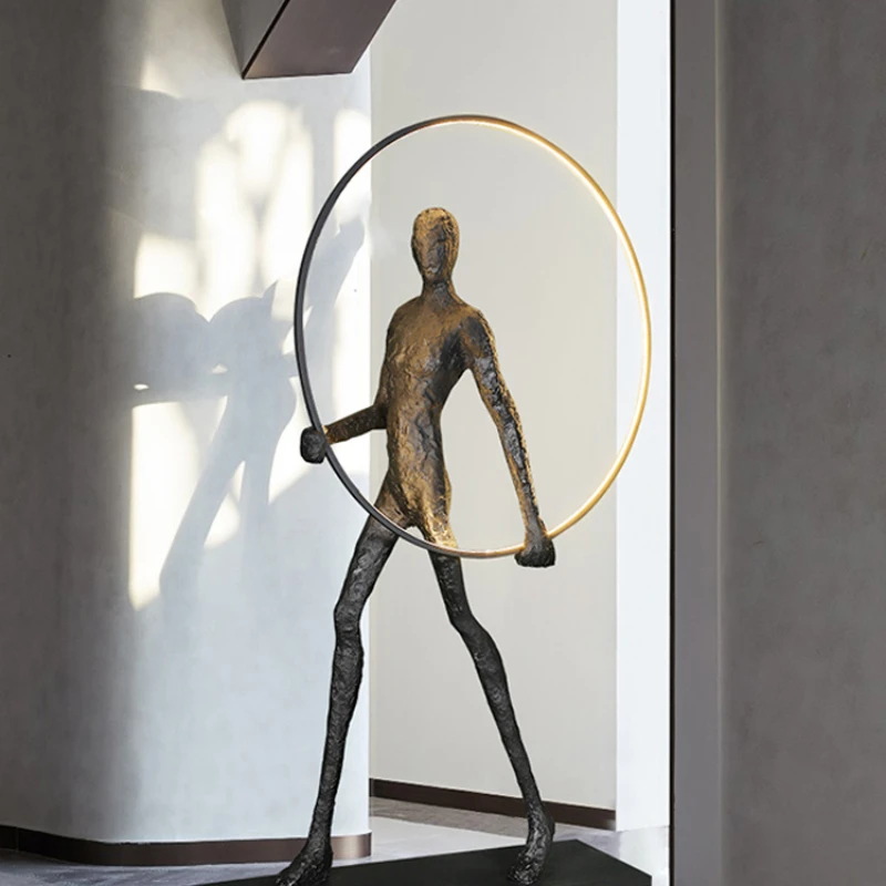 

Creative human sculpture landing large decoration exhibition hall abstract art decoration living room light luxury floor lamp