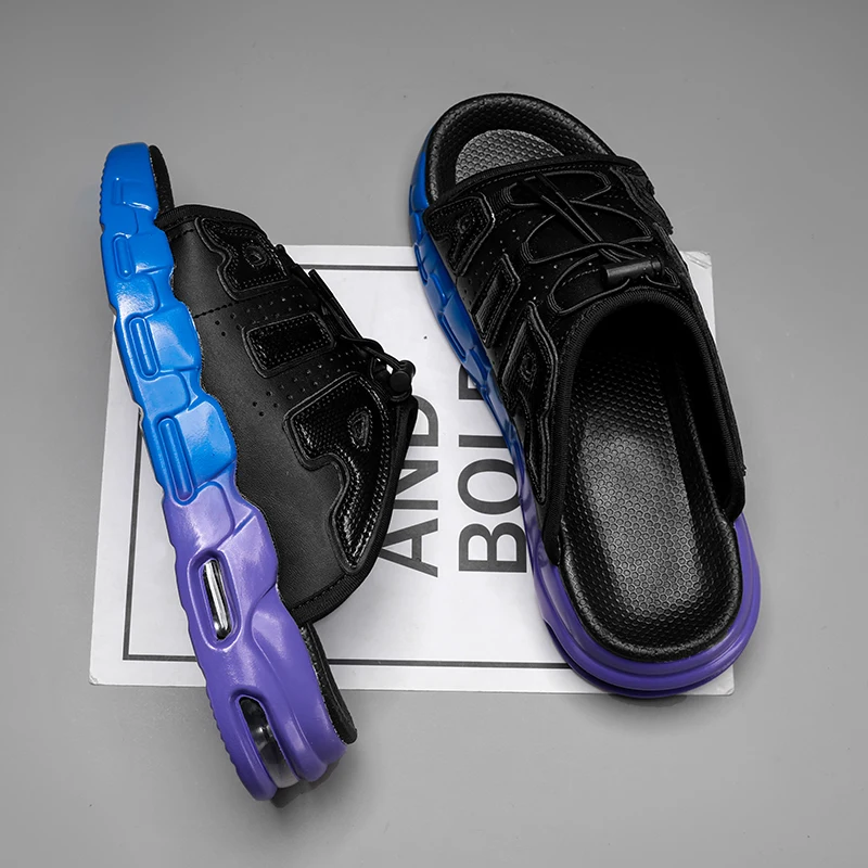 Шлепанцы большого размера летние трендовые мужские спортивные пляжные сандалии