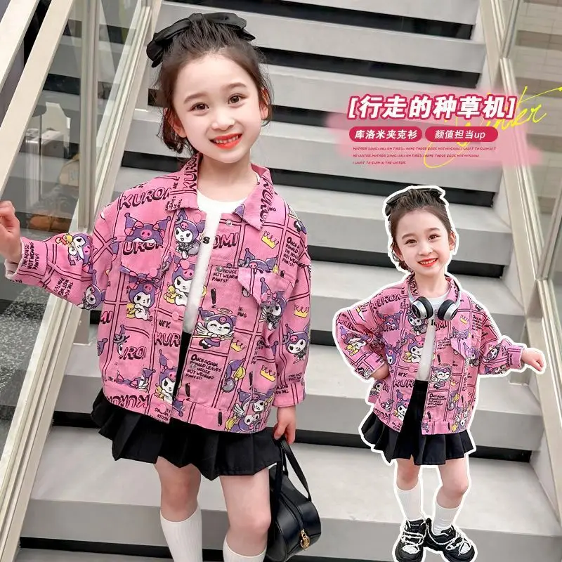 Милая куртка Kuromi Kawaii Sanrio повседневная одежда подарки для детей аниме пальто с