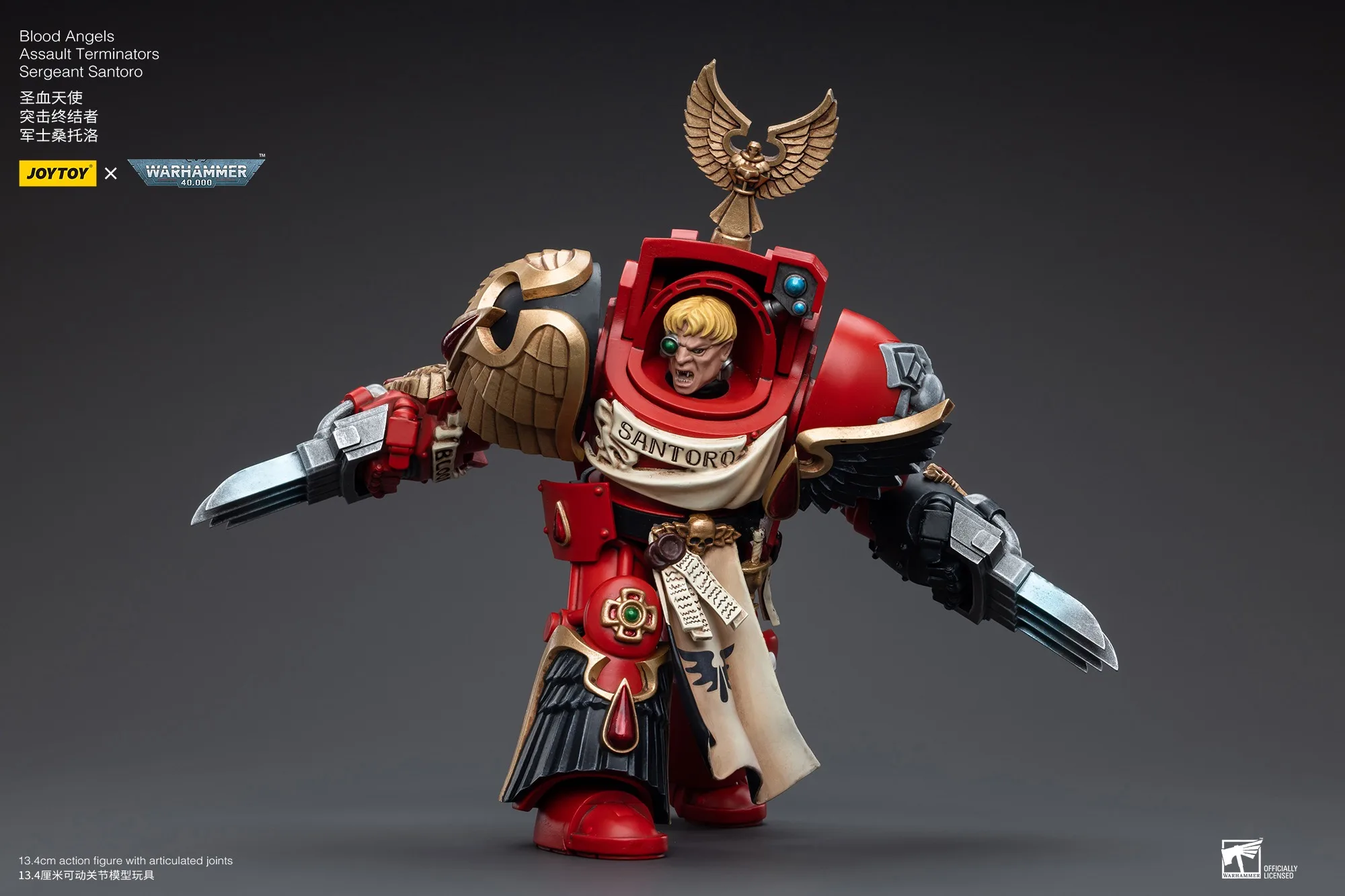 Фото [В НАЛИЧИИ] JOYTOY Warhammer 40K 1/18 Фигурка Blood Angels Assault Terminators Sergeant Santoro Модель игрушки для мальчиков Подарки №2