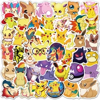 1050100pcs pokemon pikachu stickers anime cartoon kawaii waterproof stikers skateboard bicycle guitar laptop kids stiker toys