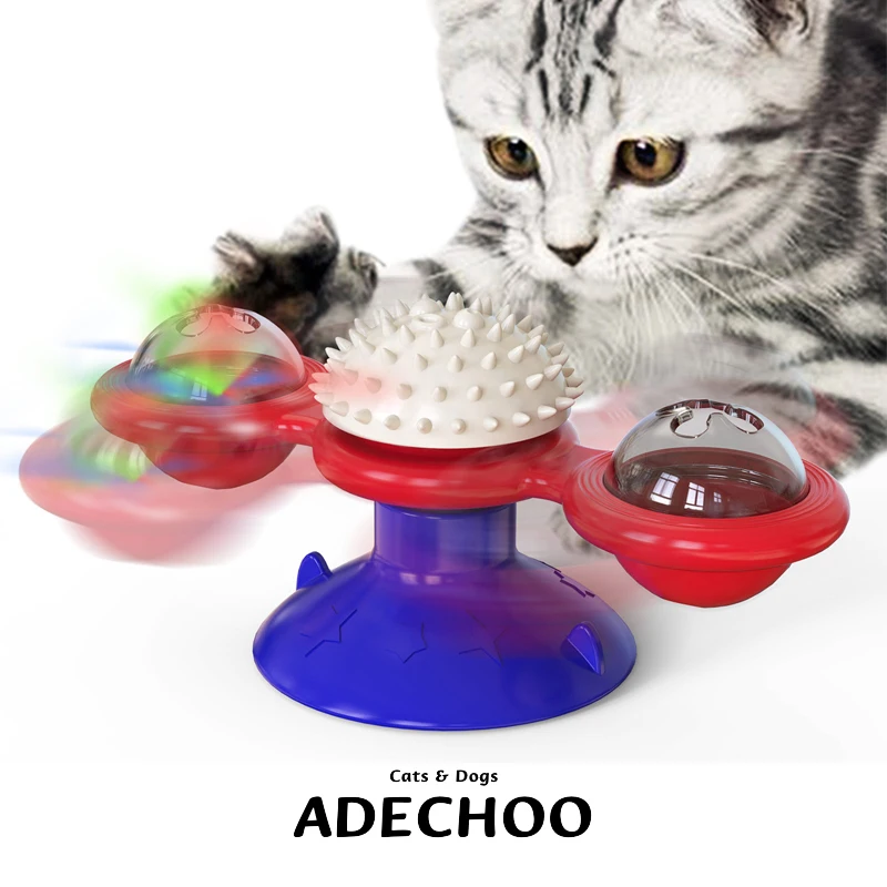 

Windmill Design Cat Toy Interactive Pet Toys Massage Rotatable Cat Toys with LED Ball Teeth Cleaning Pet Products Dropshipping