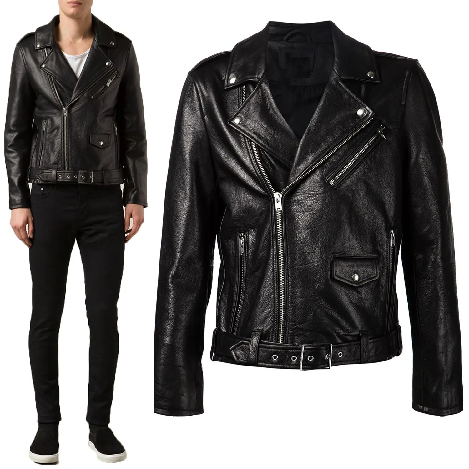 

2022 Men's Turn-lapel Pu Jacket Coat Outside Spring and Autumn Street Trendy Men's Personality Simple Punk Fan Coat Dropshipping