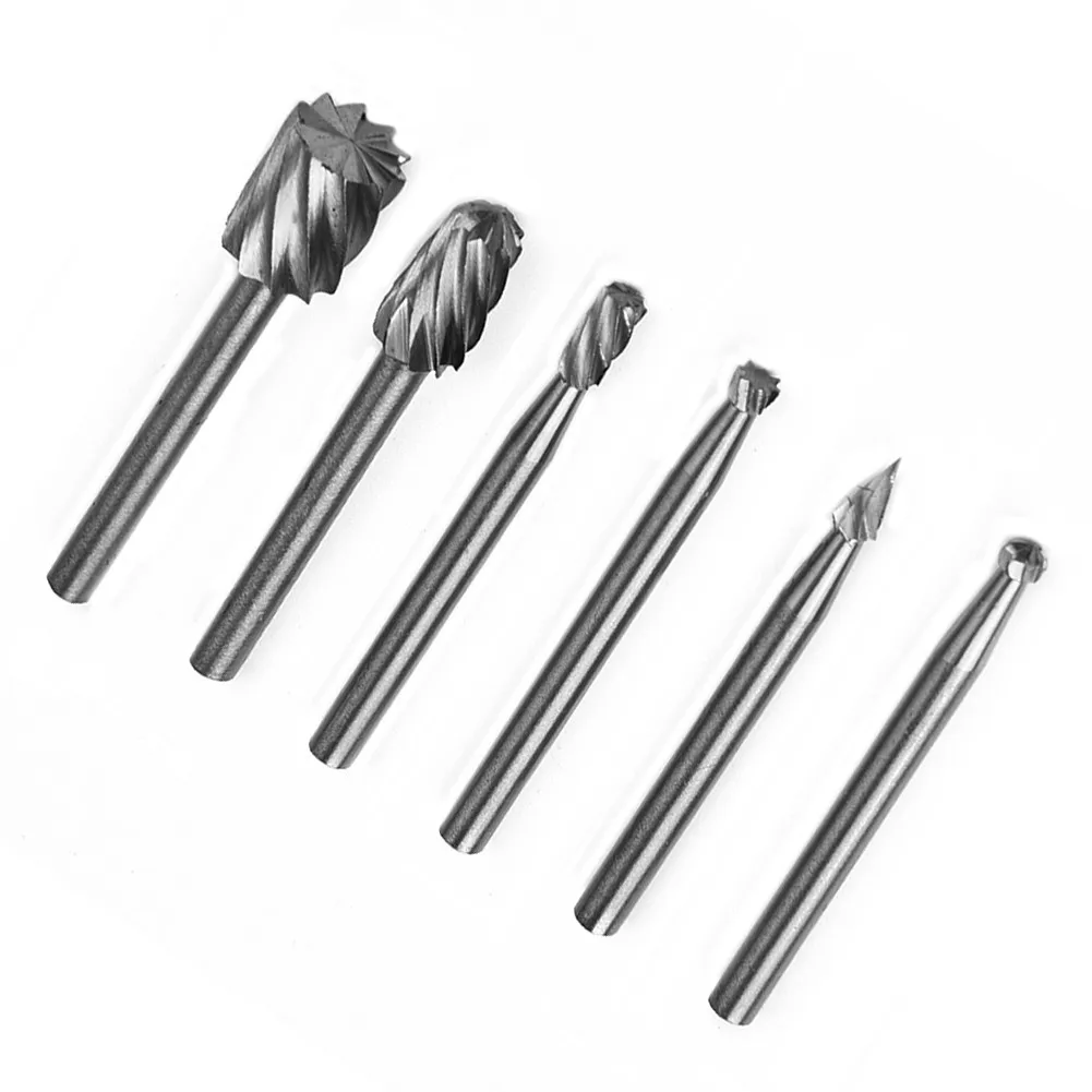 

6PCS Rotary Cutter File HSS Routs Router Drill Bit Set Carbide Rotary Burr Tool Wood Stone Metal Root Carving Milling Tool