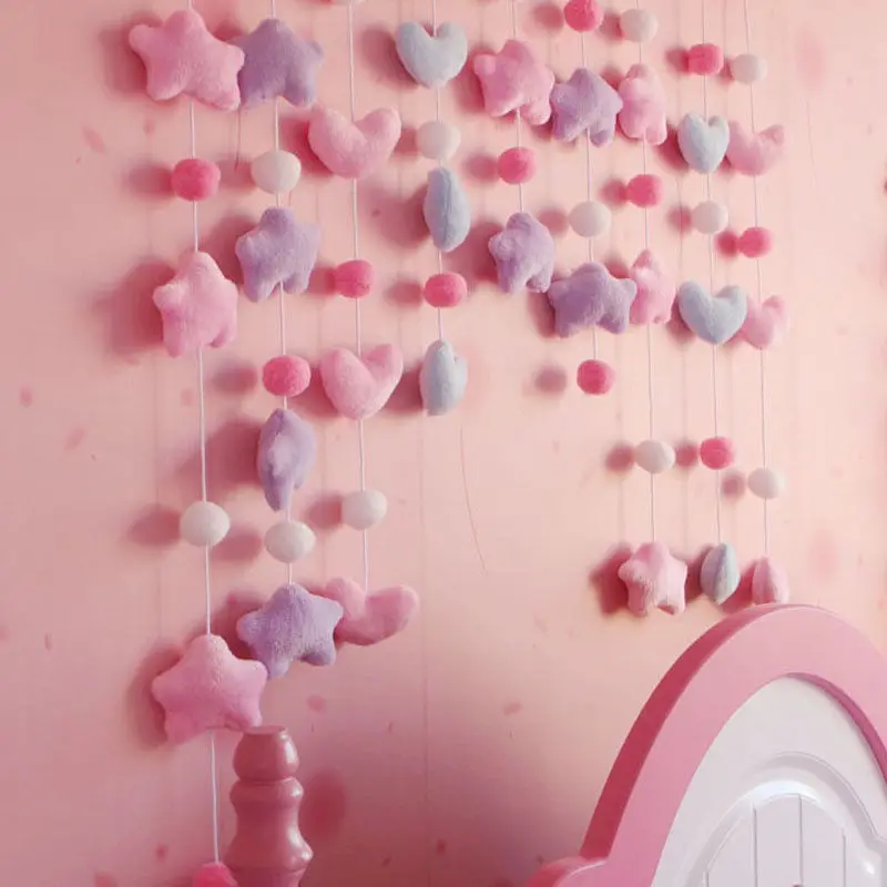 Для девочек и детей розовое сердце Kawaii подвесная дверная занавеска украшение