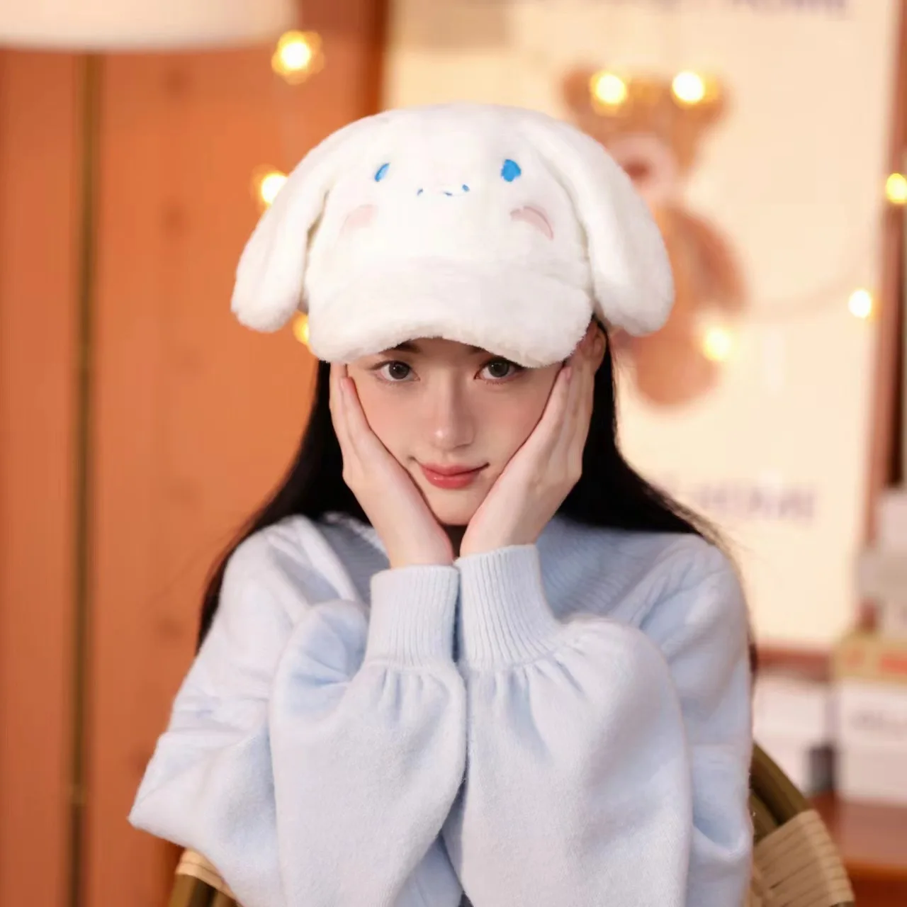 

Бейсболка Sanrio Kuromi, мультяшная осенне-зимняя Универсальная Женская Солнцезащитная шляпа с маленьким кавайным лицом в стиле корикоричной