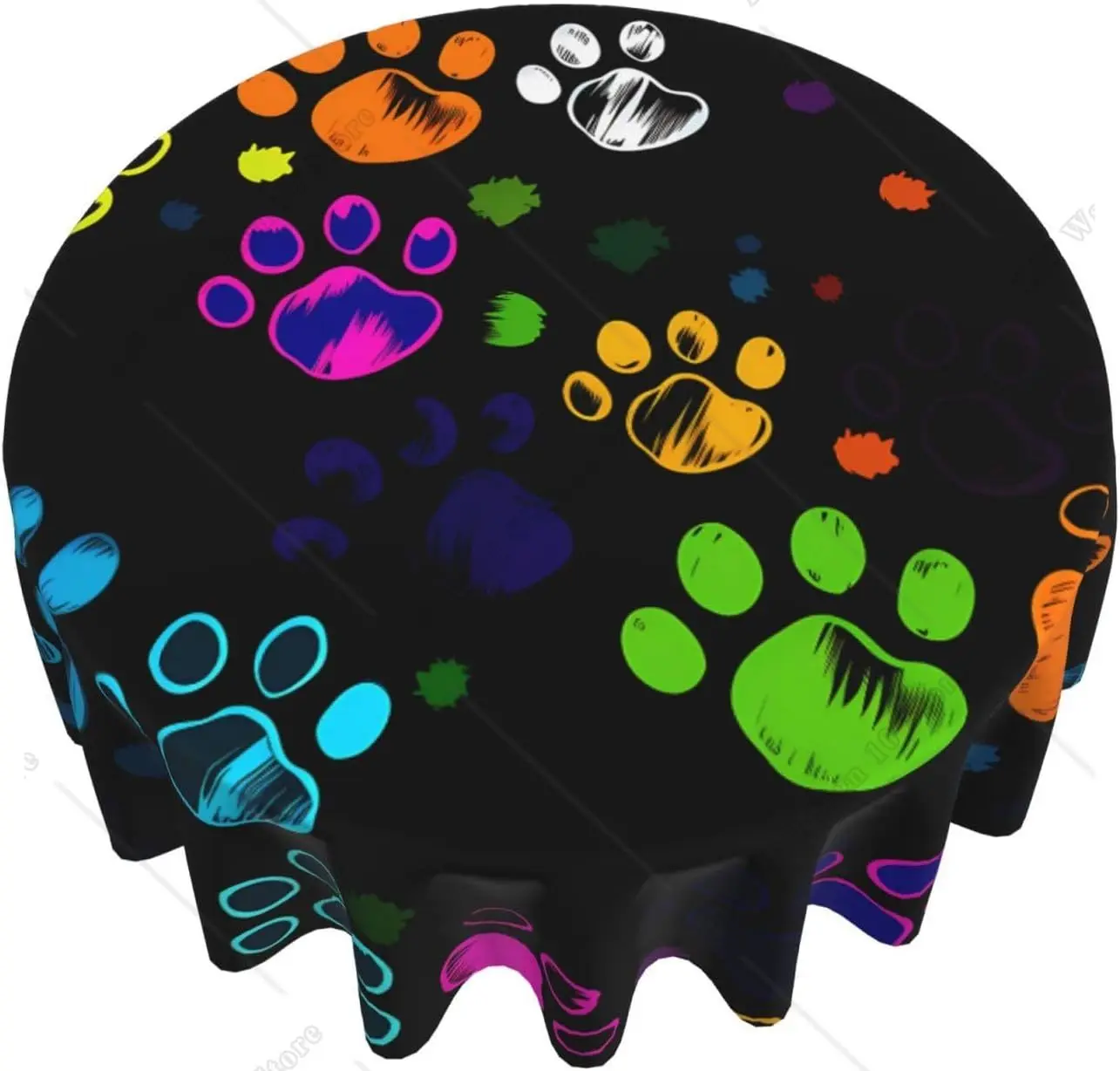 

Цветная круглая скатерть в виде собачьей лапы, смешная моющаяся скатерть из полиэстера, декоративная настольная Обложка для столового банкета 60 дюймов