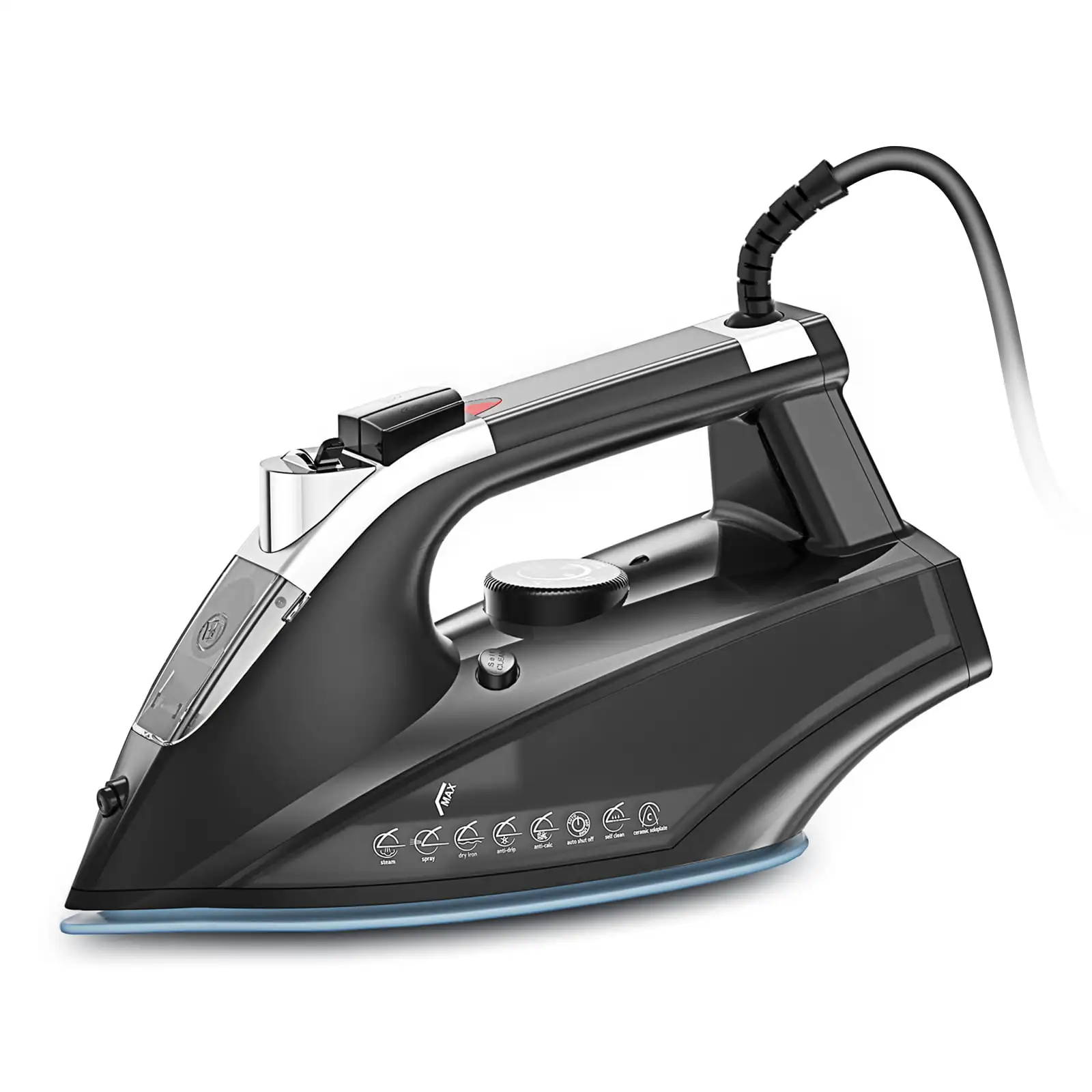 

TOCWON Professional Steam Iron, Portable Ironorded, with Auto-off Protect, Anti-drip, Black