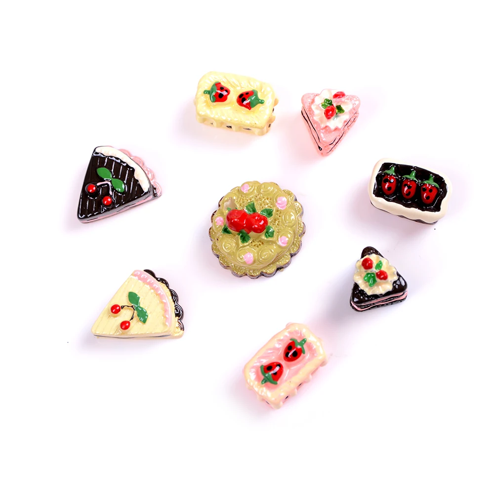 

8Pcs DIY Miniature Artificial Fake Food Cake Resin Decorative Craft Play Doll House Toy Miniature Food Children Girls Gift