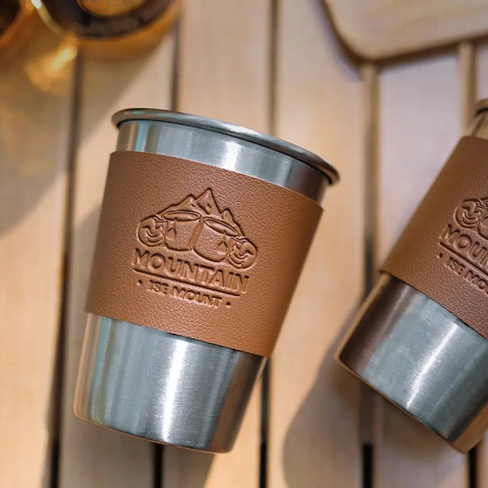 Кожаный чехол для чашки с винтажным принтом и нажимным рисунком кофейной съемный