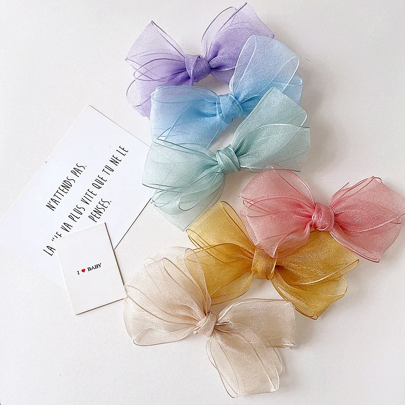 

Children Chiffon Multi-layer Bow Hair Clips Spring Clip Girls Hair Accessories Mesht Hairpins Barrettes Hairgrips Kids Ornaments