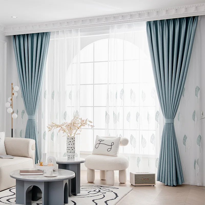 

Curtains for Living Dining Room Bedroom High Shading Cotton and Linen Thickened Sound Insulation New Modern Minimalist Nordic