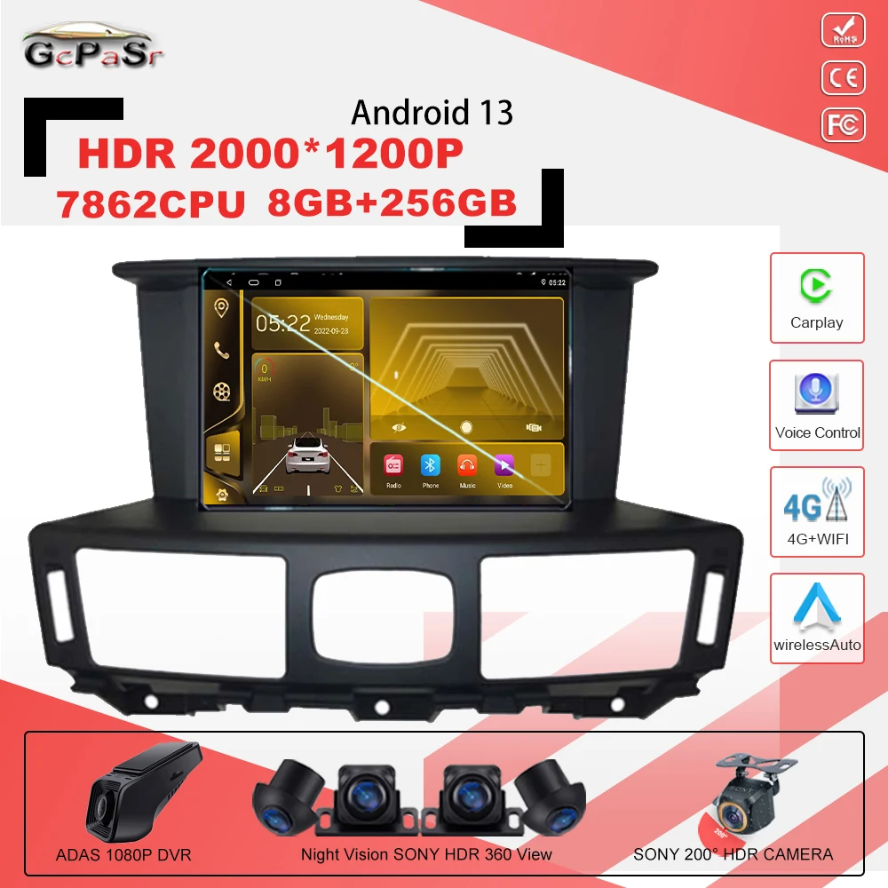 

Android 13 7862 For Infiniti Q70 Q70L M25 M35 M37 M56 2012-2019 Car Radio CarPlay GPS Navigation NO DVD Player BT Din Head Unit
