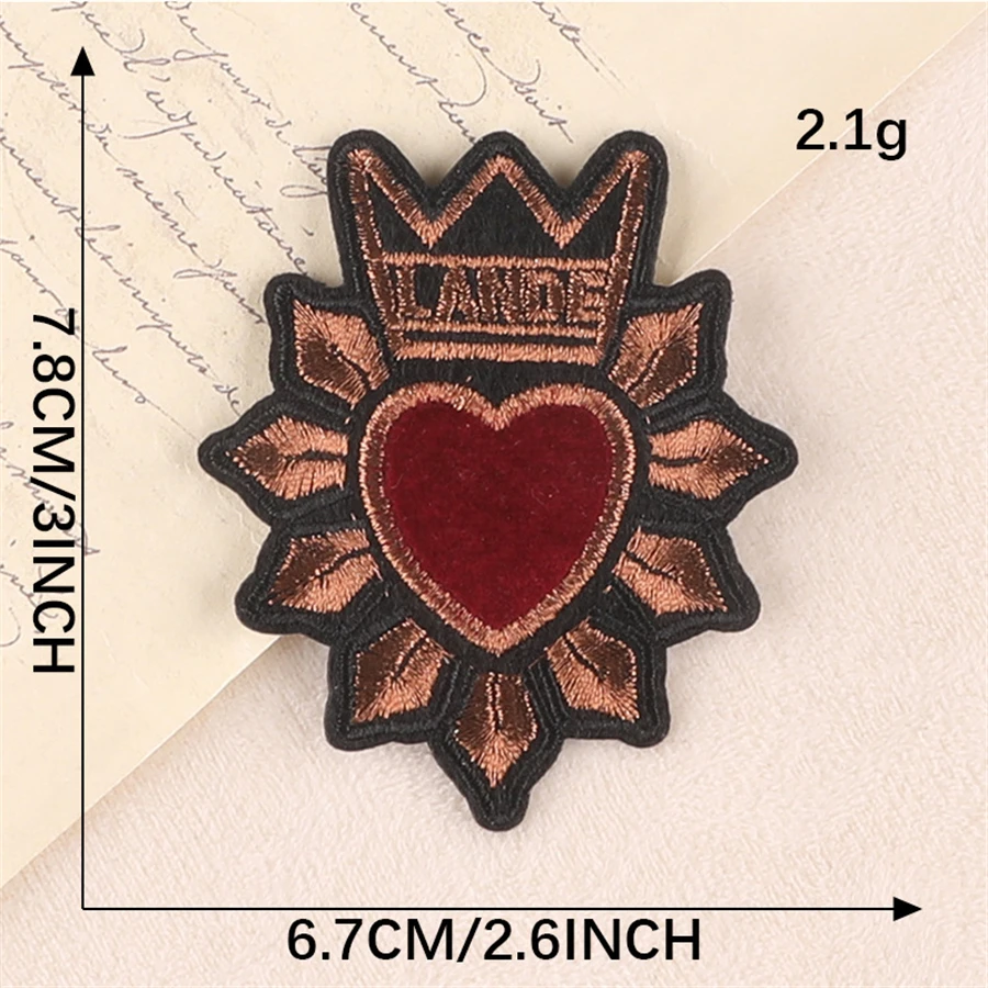 MAXSIN FUN 10 шт. Золотая Корона любящие красные огненные сердца патчи Одежда Вышивка