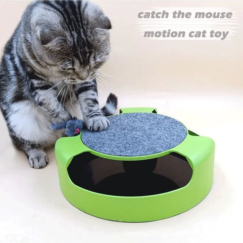 

Jouet automatique 2 en 1 pour animal de compagnie, pour taquiner intelligemment le chat, plateau tournant, planche à gratter, a