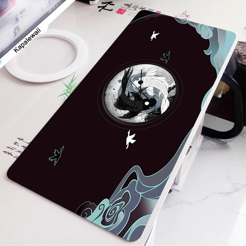 Большой черный коврик для мыши в стиле аниме Fish милый игровой каваи размер XXL Otaku