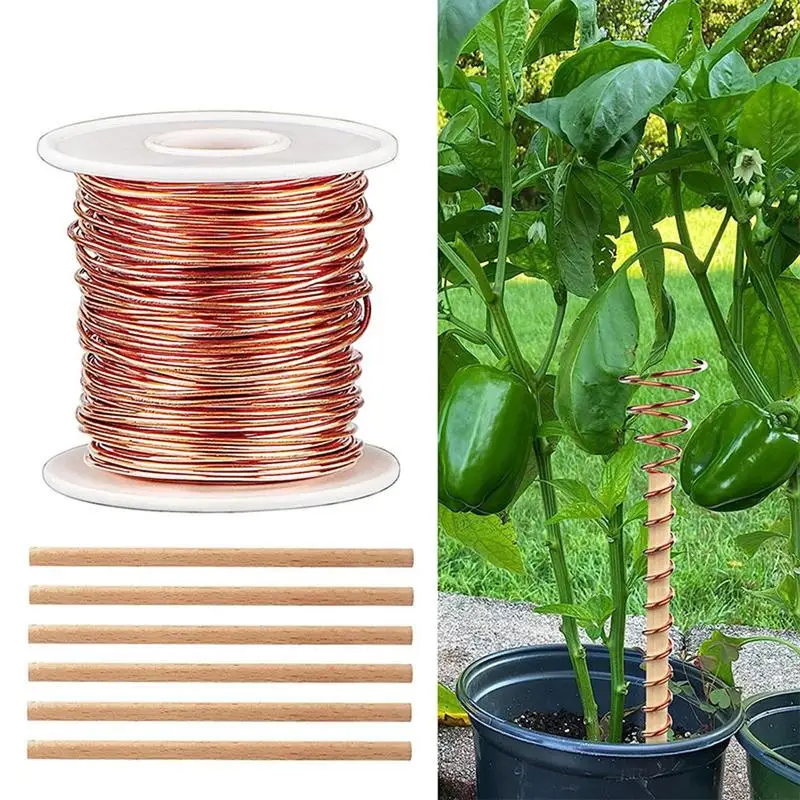Electroculture Plant Stakes Gardening Copper Coil Antennas With 6 Stake Sturdy Planters Support Pole For Indoor Flowers Garden