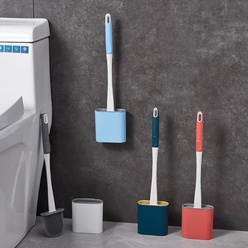 

Bathroom Cleaning Toilet Brush Wall-mounted Clean Brushes Silicone Soft Bristles Dry Rack Brush Cleaner Household Accessories