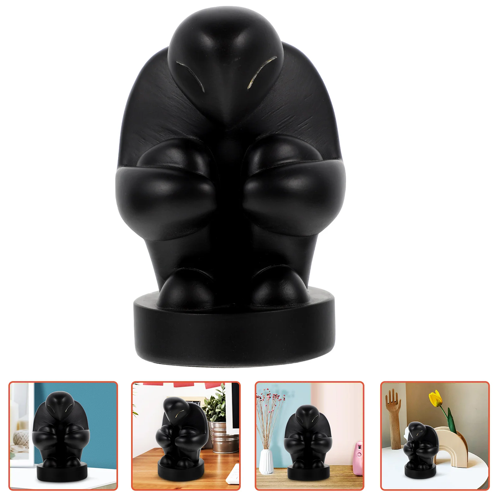

Black Artistic Thinker Statue Abstract Silent Man Figurine Silent Man Decor Resin Silent Man Decoration Abstract Thinker Statue