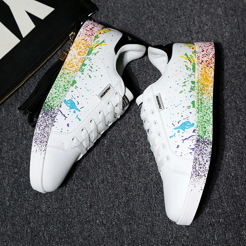 Sneakers Ladies Lace-up Casual Shoes Fashion Women Vulcanized Shoes Breathable Canvas Lover Shoes Graffiti Flat Zapatos Hombe