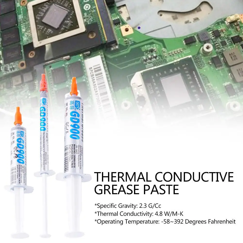 

1/7/15g Thermal Conductive Grease Paste GD900 Silicone Heatsink High Performance Compound Grease For CPU GPU 2.3 G/Cc 4.8 W/M-K