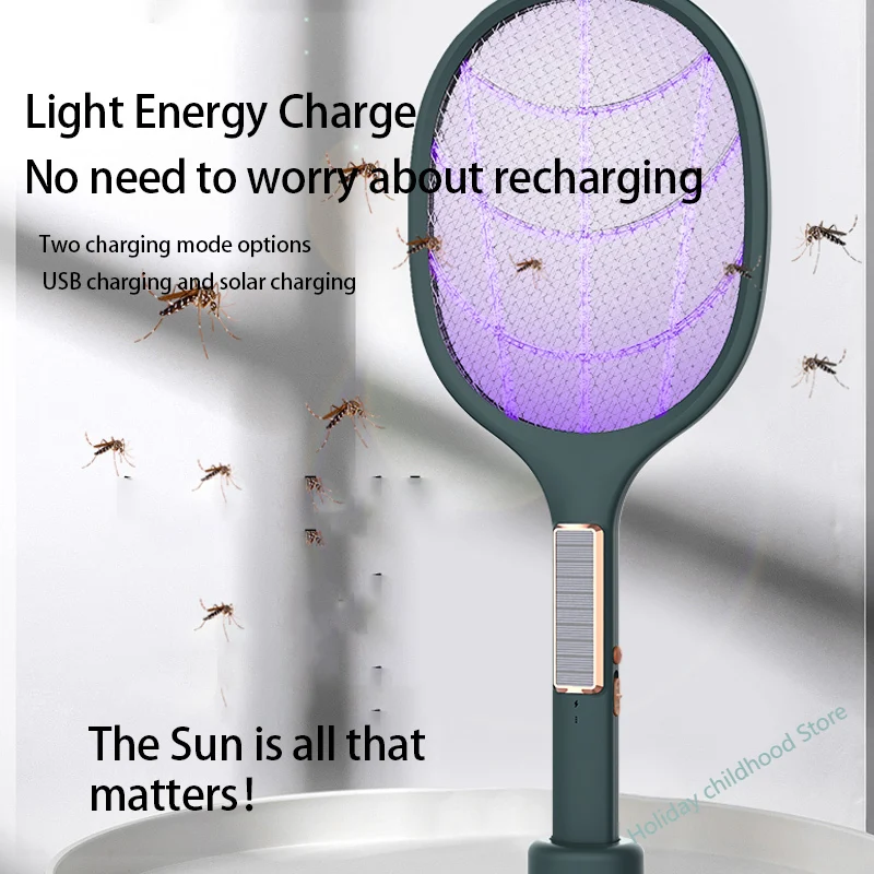 Panel Solar Recargable con USB para matar mosquitos, Raqueta Led Ultravioleta, matamoscas...