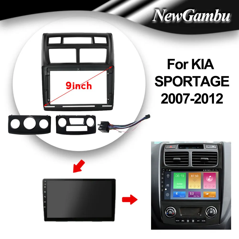 

NewGambu 9 inch Car DVD Frame Audio Fitting Adaptor Dash Trim Kits Facia Panel For Kia SPORTAGE 2007- 2012 Android Radio Player