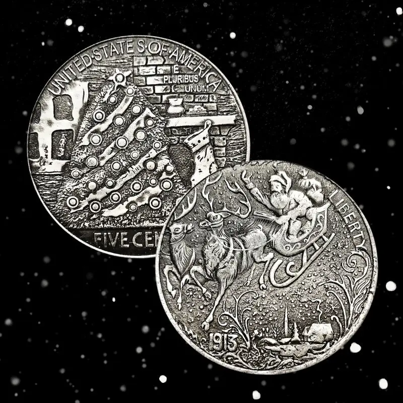 

1PCS Merry Christmas Metal Commemorative Medal Santa Claus Xmas Tree Coins Collectibles Home Decor Crafts New Year Lucky Badge