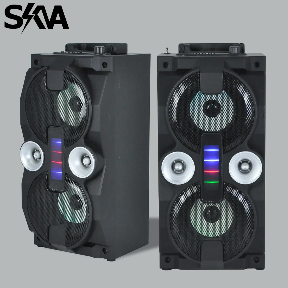 

Bluetooth Speaker Dual 4 inch Outdoor Portable Party Speaker Wireless Stereo Subwoofer Bass Speakers Support LED Light FM Radio