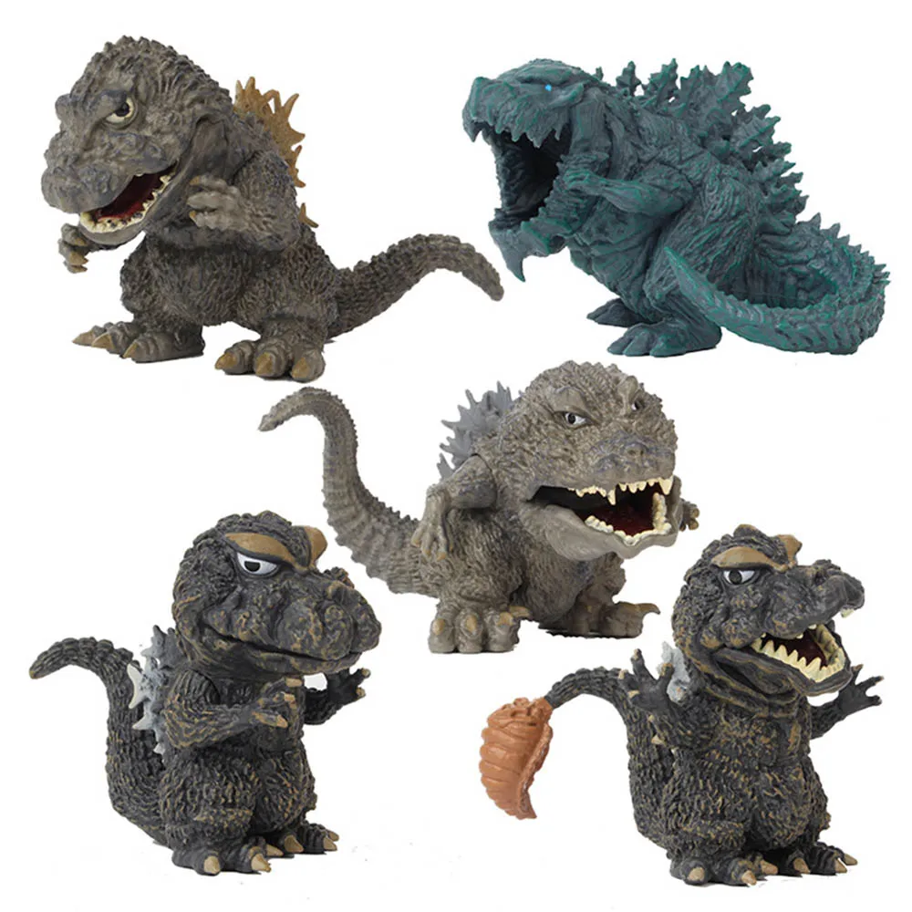 5Pcs/Set King Of Monsters Godzilla Movie Model Figure Q Ver. Pvc Godzilla Ghidorah Movable Model Toy Children's Gift