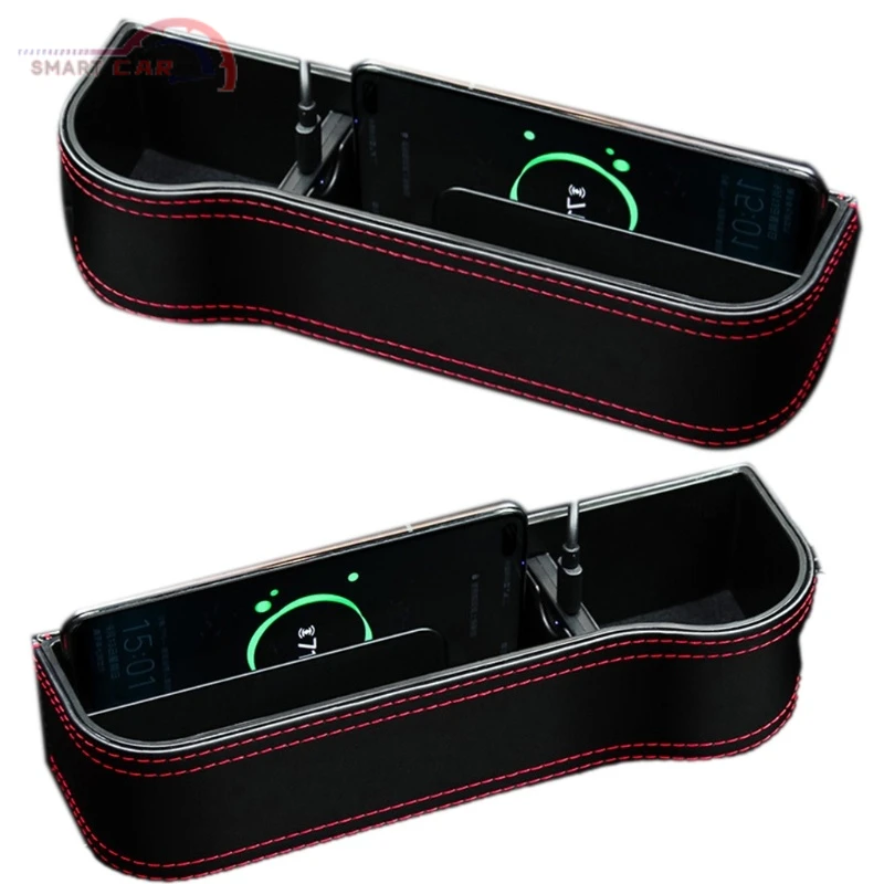 

Multi-functional Car Seat Gaps Organizer Wireless Charging Storage Box Seat Console Side Pocket with Cup Holder D7YA