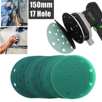 6 inch 150mm 17 holes 60 2000 grits hook and loop pet film aluminum oxide wetdry sandpaper sanding disc for car paint