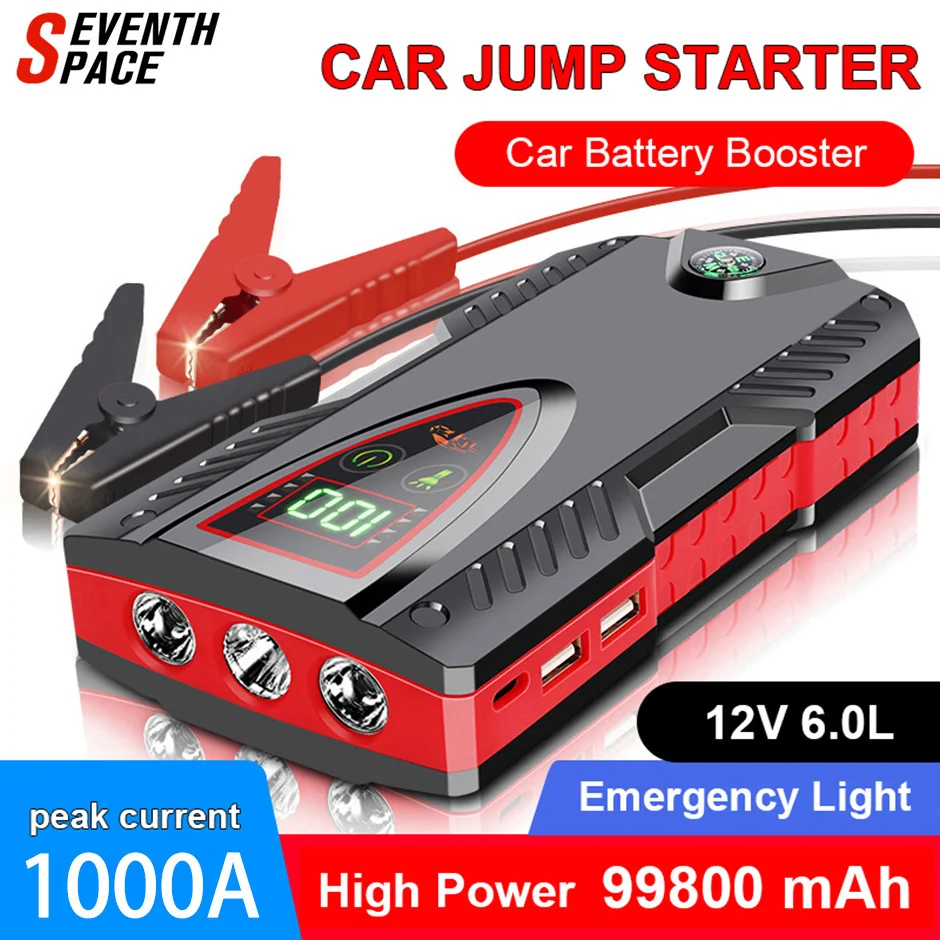 

Starter 99800mah 1000A Portable Jump Voor Auto Batter Power Bank Emergency Batterij Booster Starten Charger Voor Car 12V 6.0L