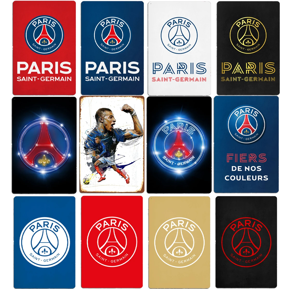 

PSG Vintage Man Cave Room Decors Aesthetic PARIS Art Poster Series Wall Decor Metal Tin Sign Bar Club Retro Decorations Men Home