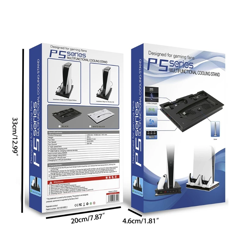 

Multi-function Cooling Stand Charging Base Bracket Built-in Cooler Fan for Digital/Optical Drive Edition