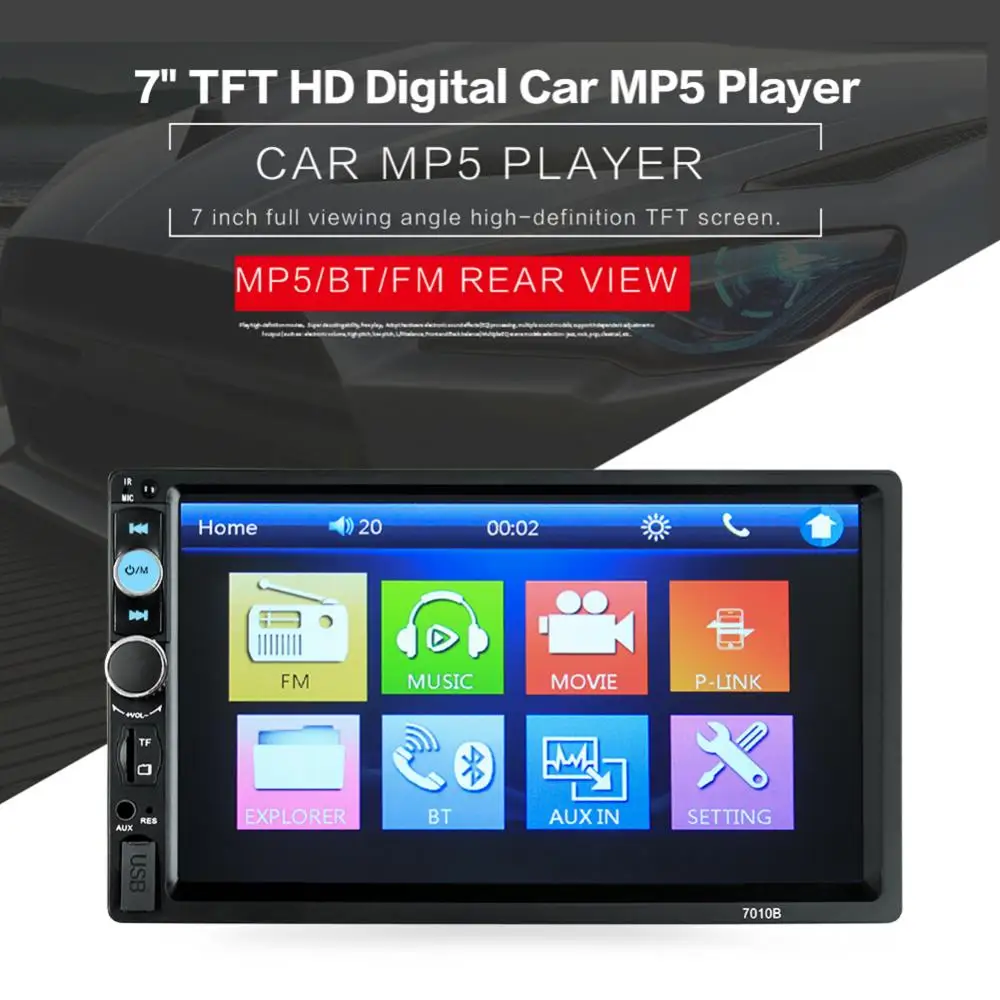 Bluetooth-compatible Car Radio Player MP5 Player HEVXM 7010B 2DIN 7 Inch High Clarity Stereo Media USB MP5 Player